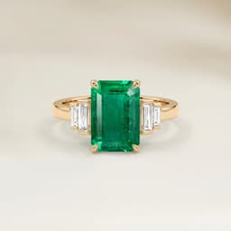 Bague Art Deco Emeraude de Zambie Rectangle de 1,67ct