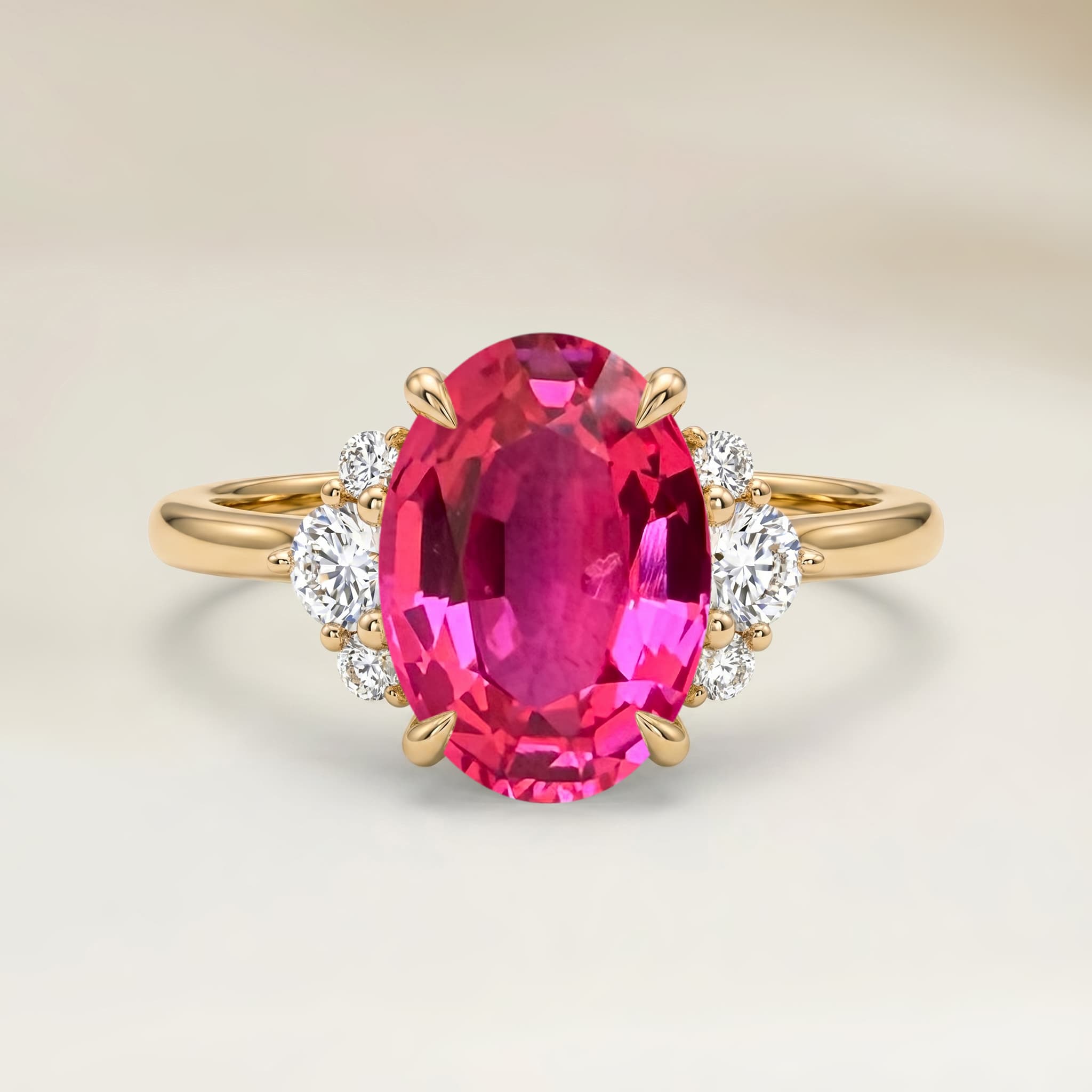 Bague Epaulé Spinelle Rose Ovale de 2,12ct