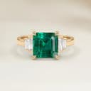 Bague Art Deco Emeraude de Zambie Rectangle de 0,84ct