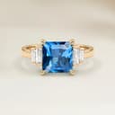 Bague Art Deco Saphir Teal Radiant de 1,54ct
