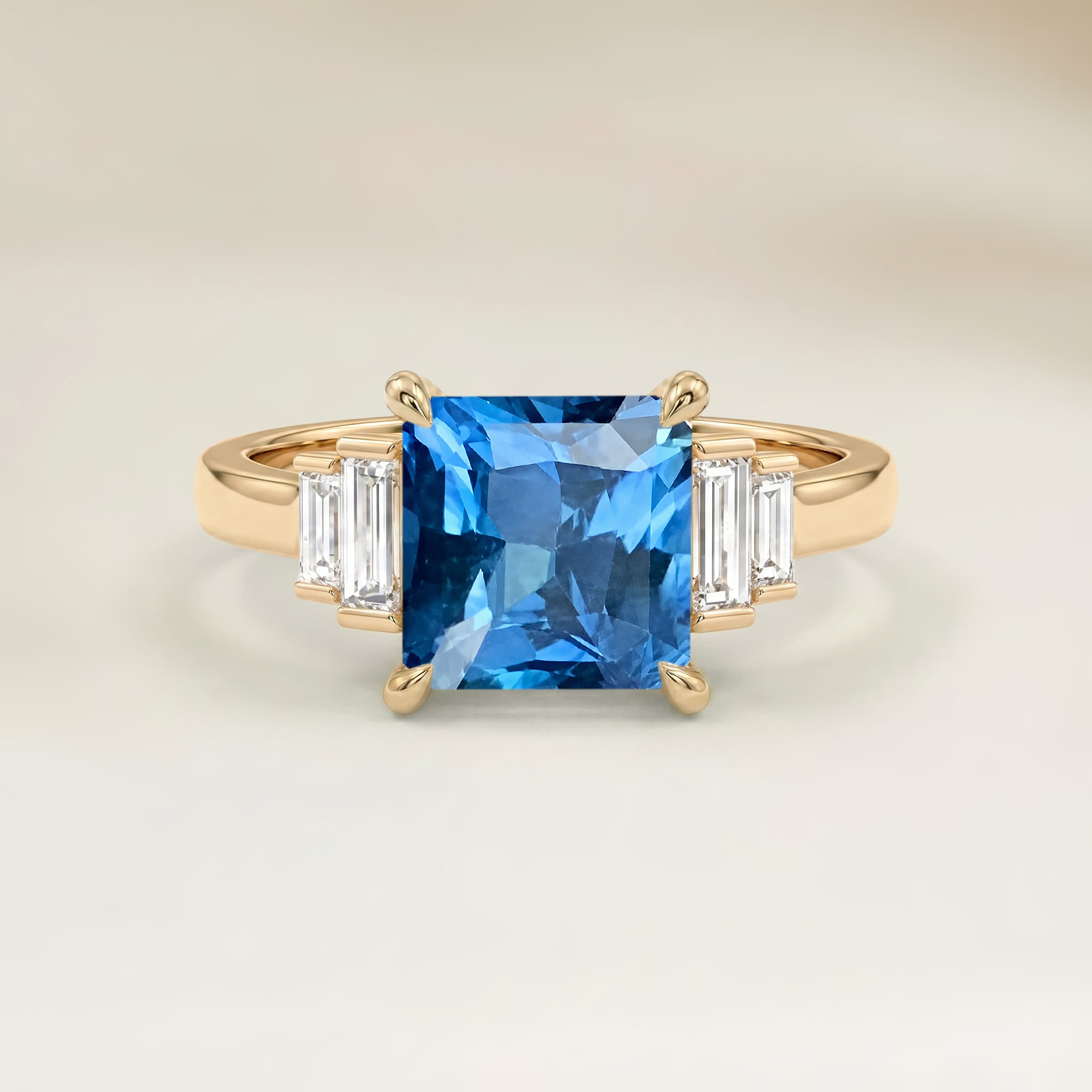 Bague Art Deco Saphir Teal Radiant de 1,54ct