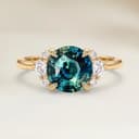 Bague Epaulé Saphir Teal Rond de 2,58ct