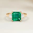 Bague Art Deco Emeraude de Zambie Rectangle de 0,74ct