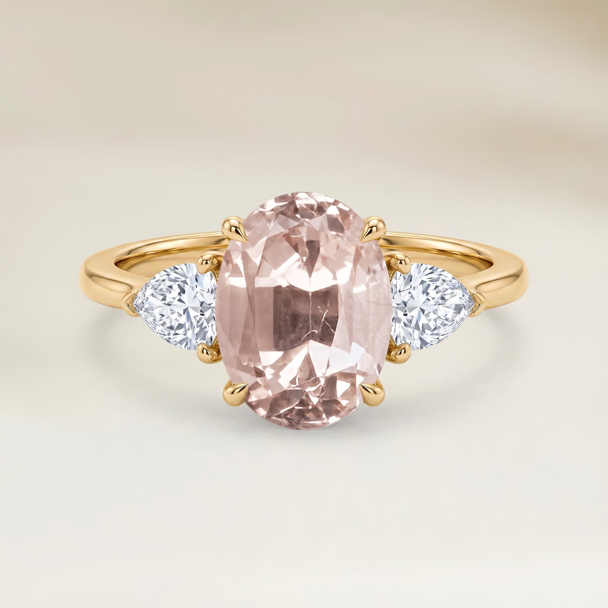 Bague Epaulé Tourmaline Rose Ovale de 1,64ct