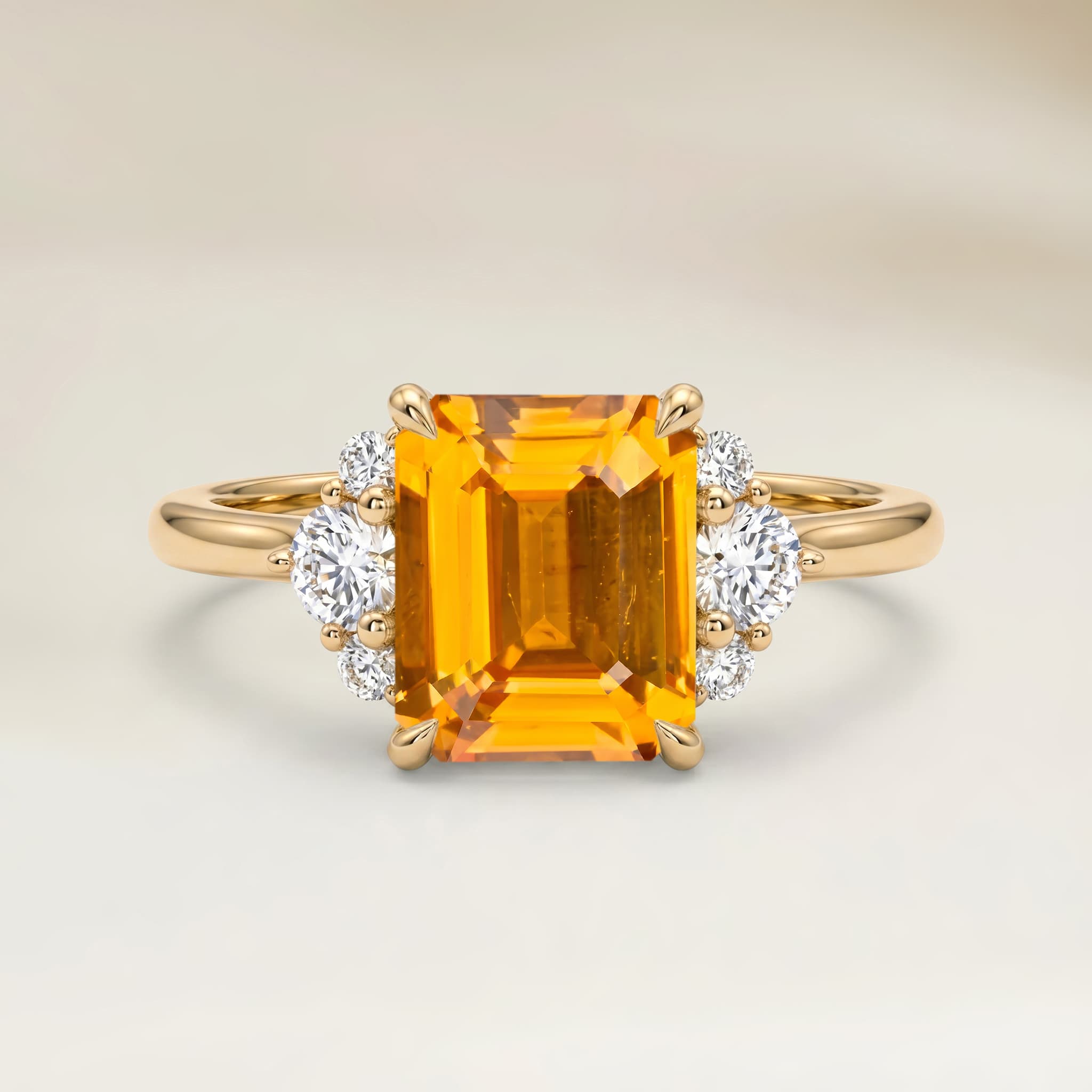 Bague Epaulé Saphir Jaune Rectangle de 1,52ct