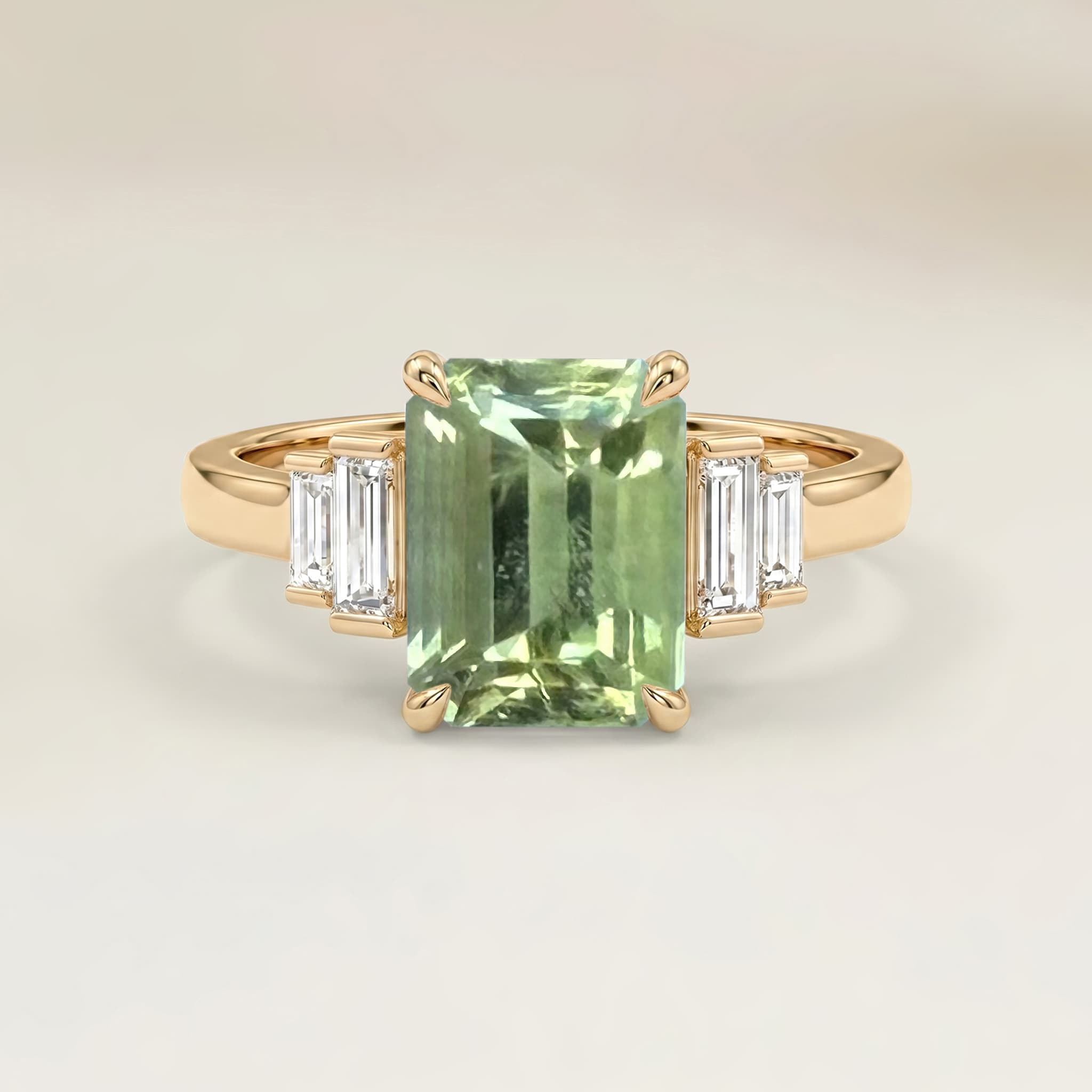 Bague Art Deco Tourmaline Rectangle de 0,70ct