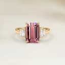 Bague Art Deco Tourmaline Bicolore Rectangle de 2,60ct