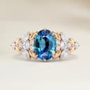 Bague Floral Saphir Teal Ovale de 2,04ct
