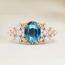 Bague Floral Saphir Teal Ovale de 2,01ct
