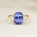 Bague Art Deco Saphir Bleu Coussin de 3,51ct