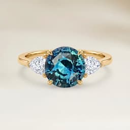 Bague Epaulé Saphir Teal Rond de 2,08ct