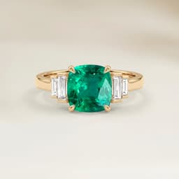 Bague Art Deco Emeraude de Zambie Coussin de 0,53ct