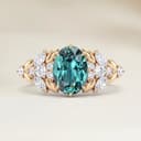 Bague Floral Saphir Teal Ovale de 1,56ct