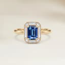 Bague Art Deco Saphir Bleu Rectangle de 1,60ct