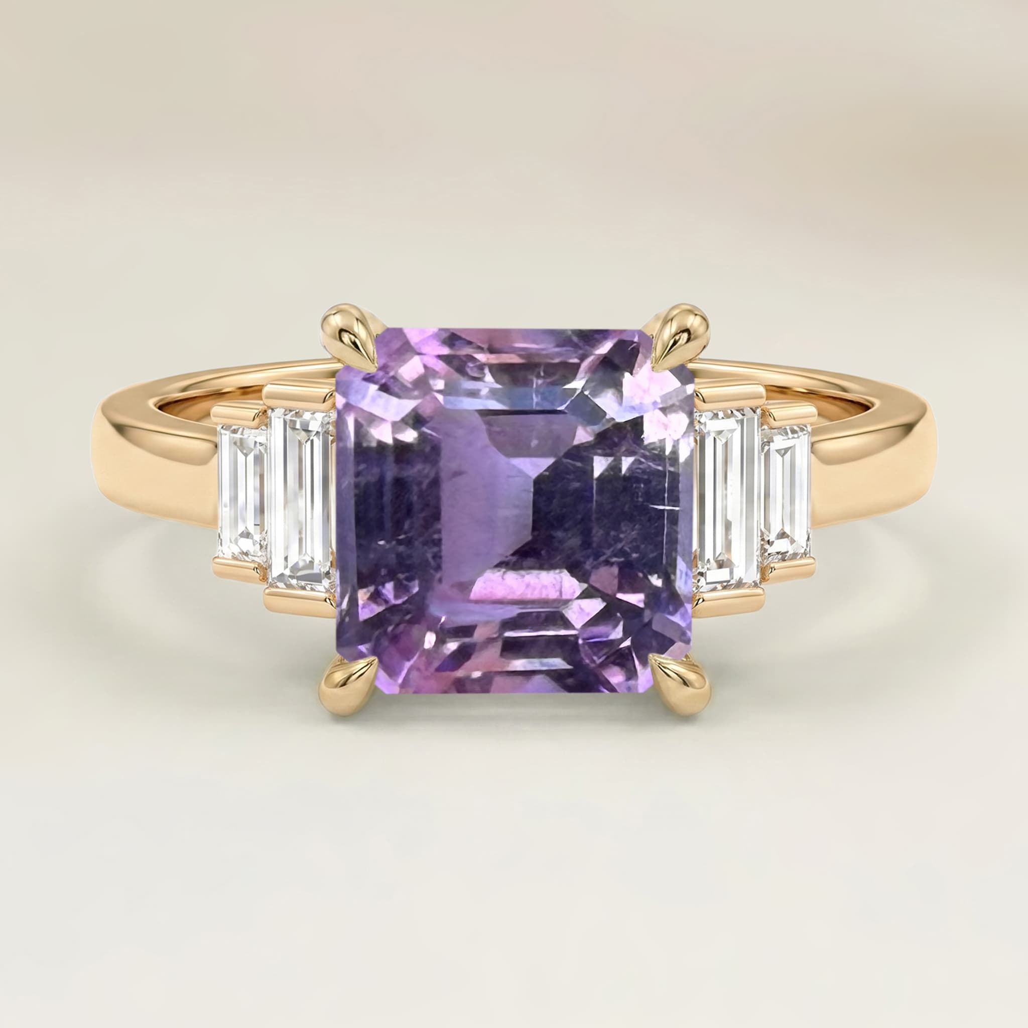 Bague Art Deco Tourmaline Rose Rectangle de 2,34ct