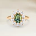 Bague Floral Saphir Vert Ovale de 1,52ct
