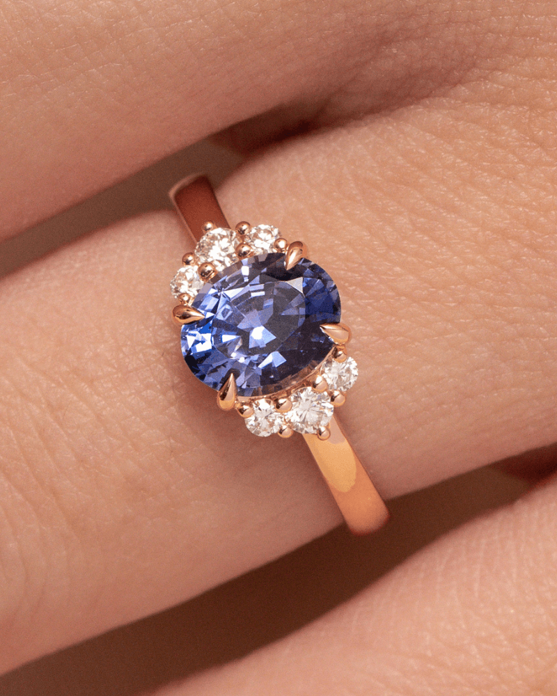Bague saphir bleu 1,36ct Or Rose