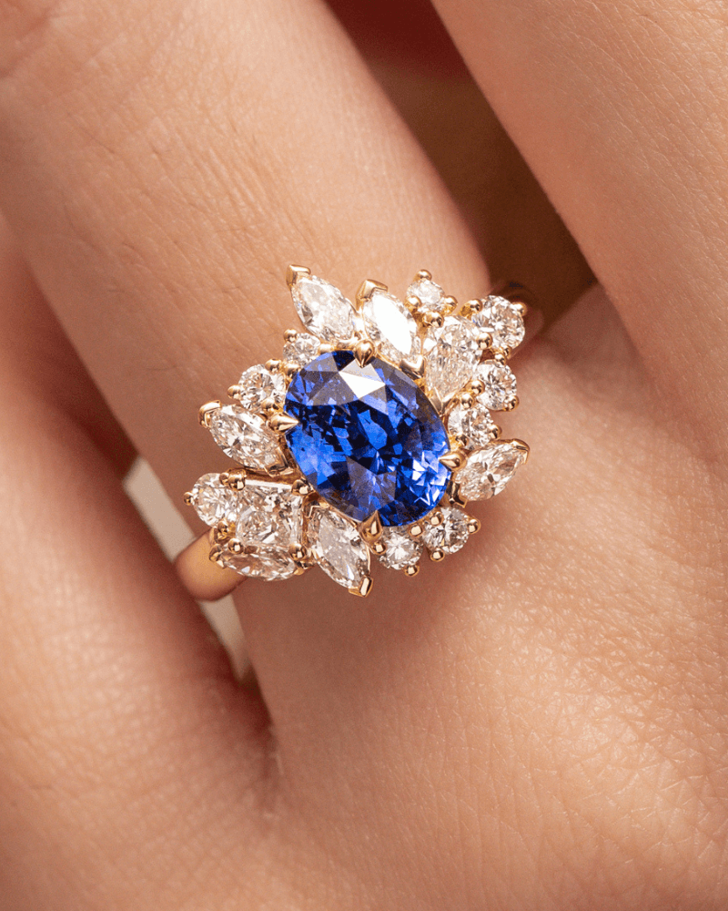 Bague saphir bleu 1,76ct Or Jaune