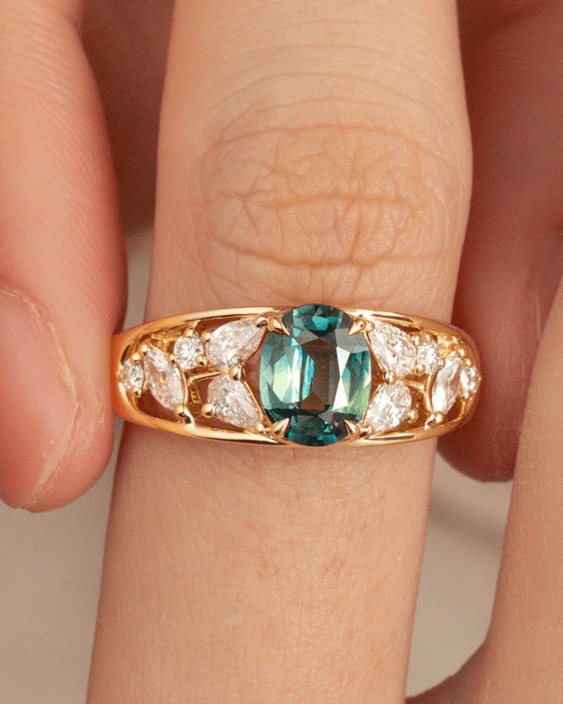 bague bandeau saphir teal diamants bonnot paris