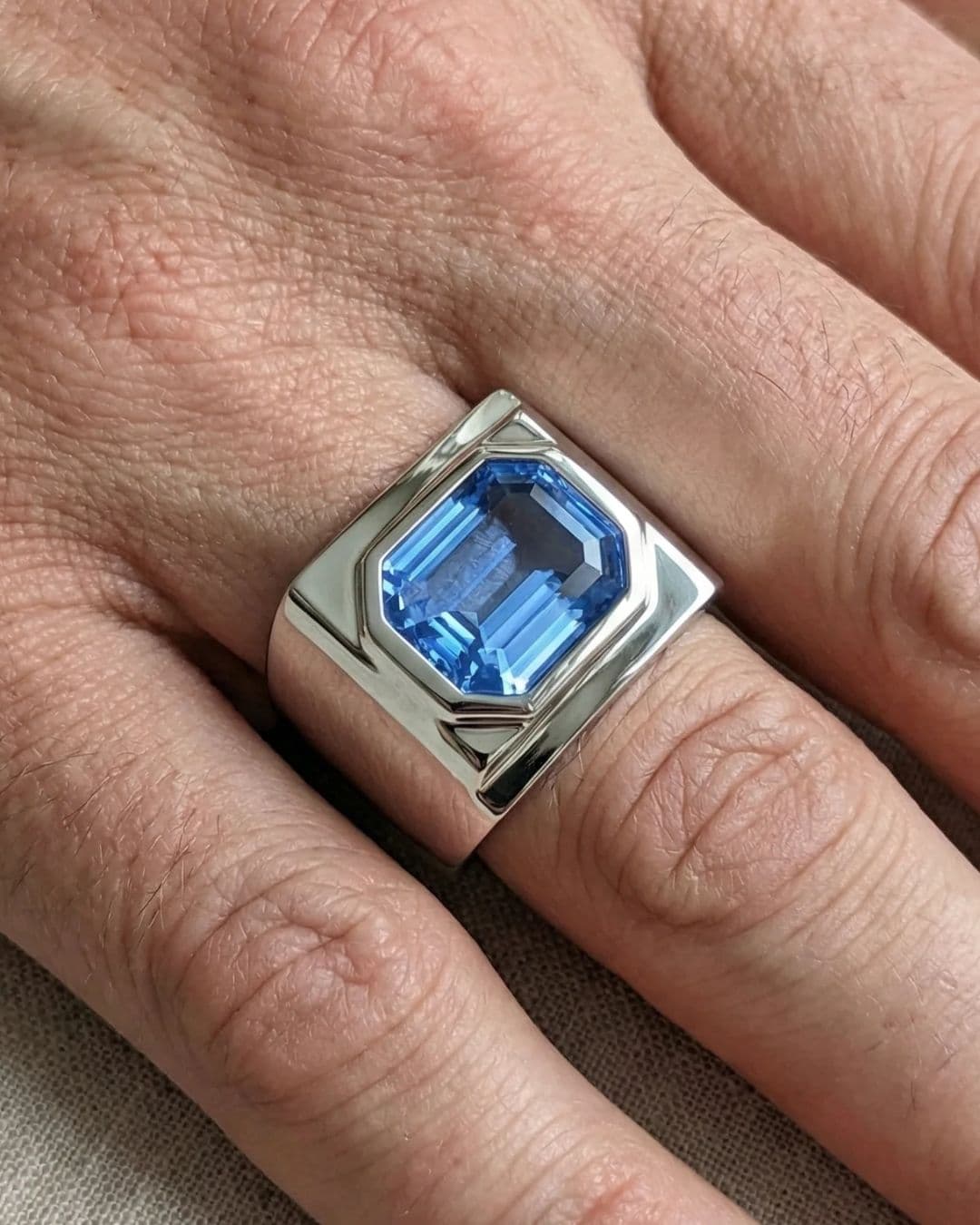 Bague saphir bleu, 8,02 ct