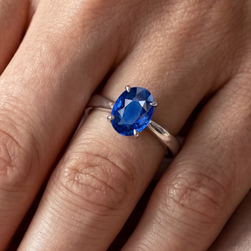 Bague saphir bleu, 2,52 ct, platine