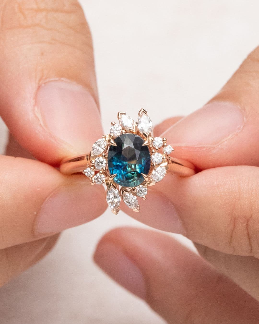 Bague saphir teal, 1,62 ct