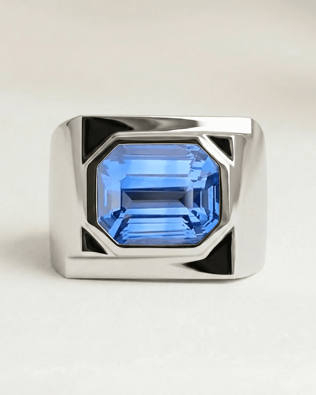Bague homme saphir bleu