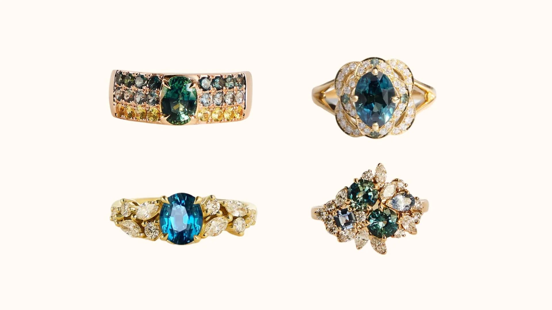 Les styles de bagues de fiançailles saphir teal