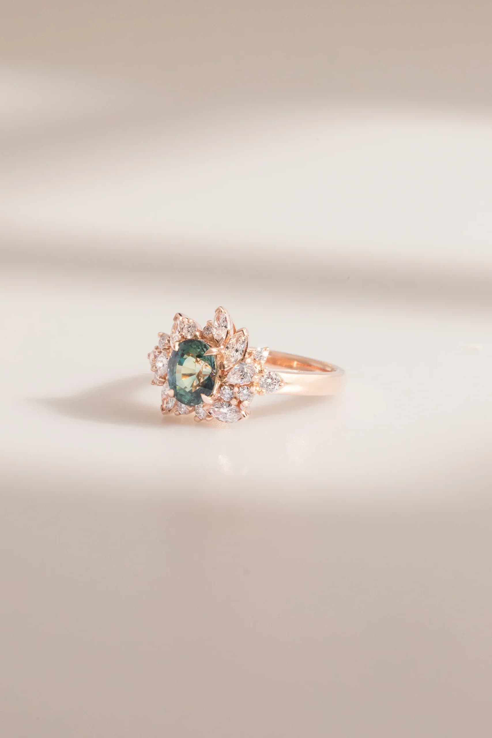 Bague de naissance avec Saphir Teal