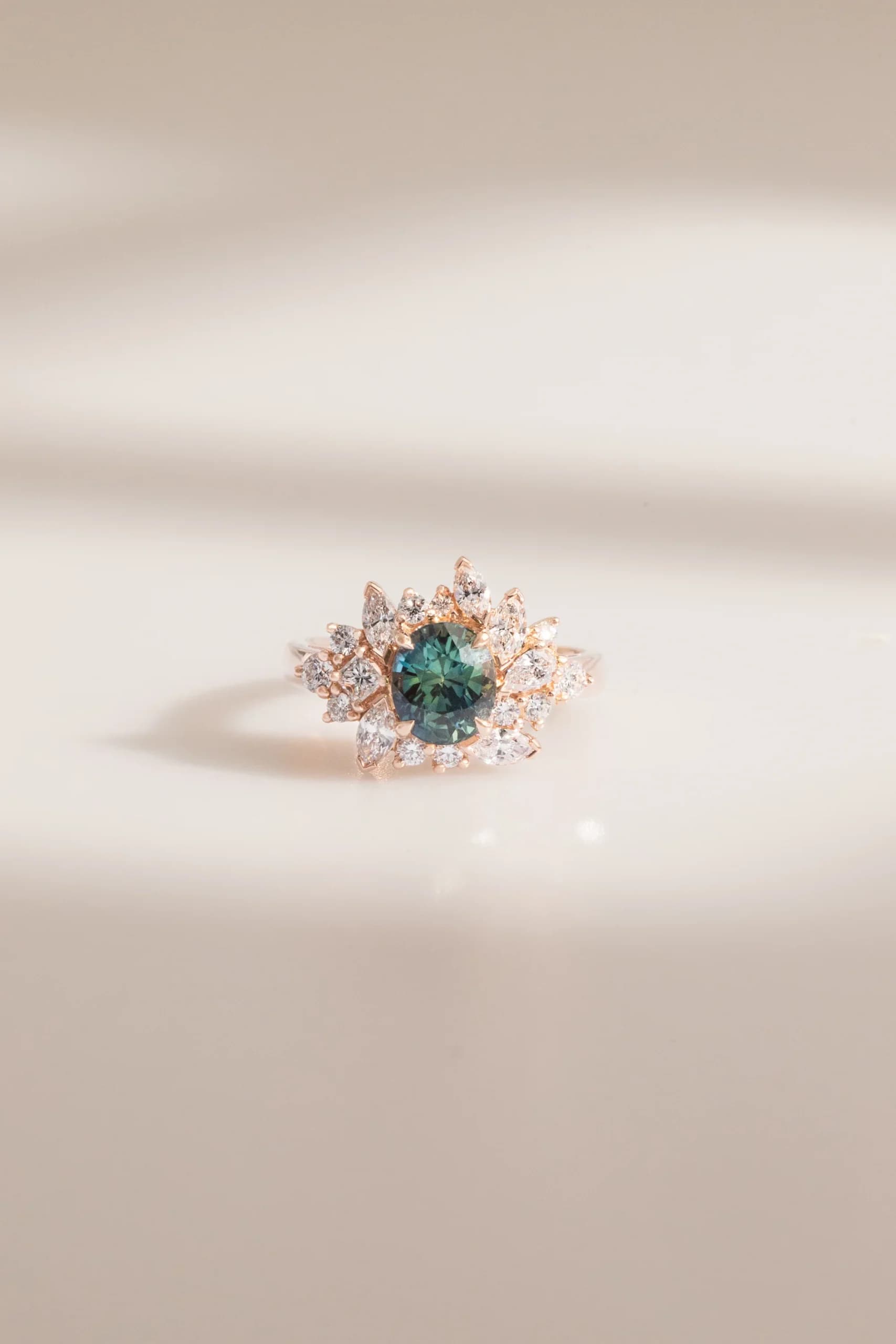 Bague de naissance avec Saphir Teal
