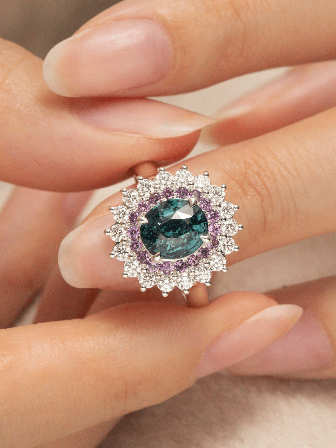 Bague saphir teal — Madagascar
