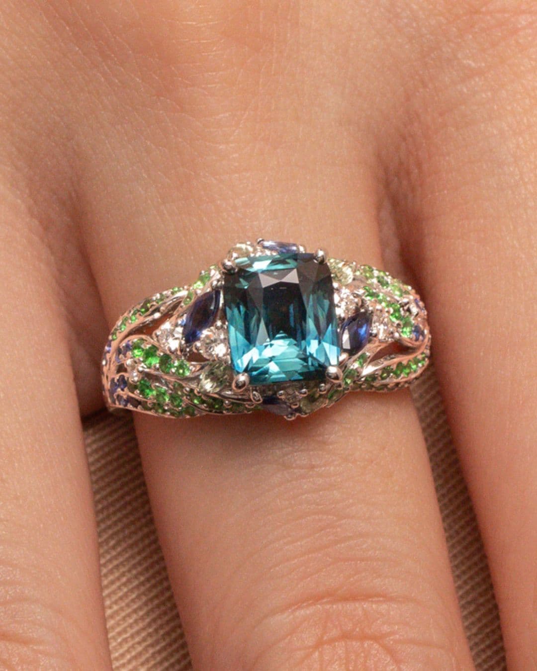 Bague saphir teal, 3,03 ct