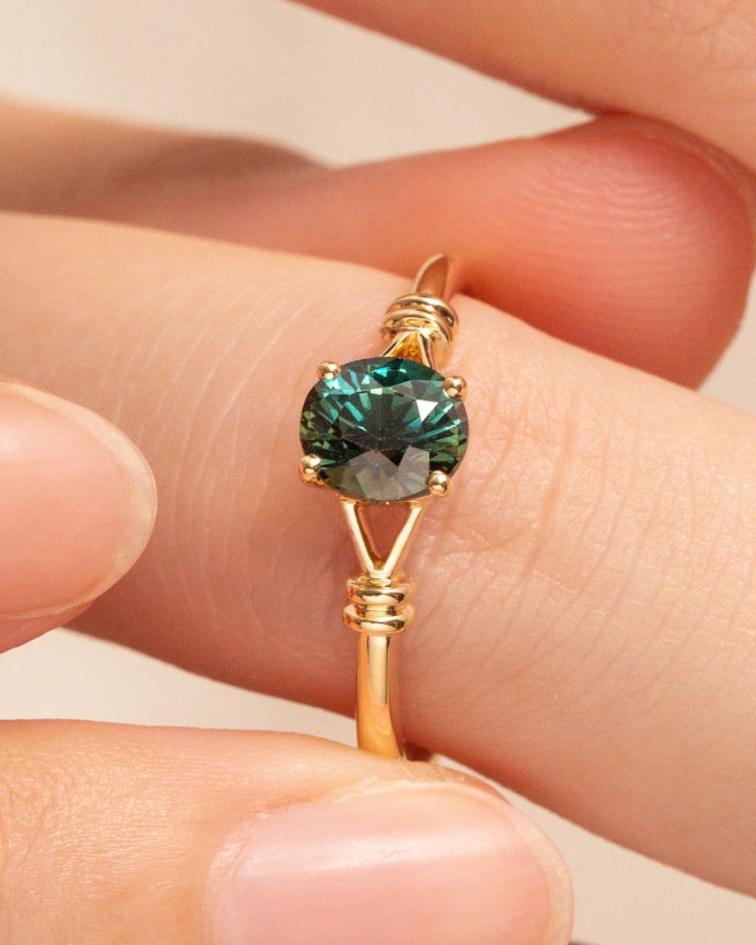 Bague saphir teal, 1,19 ct