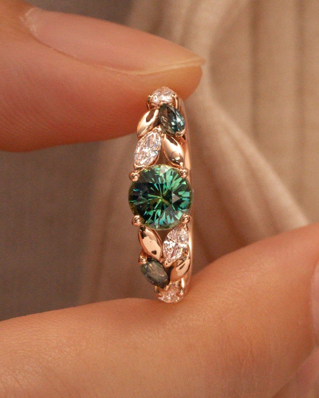 Bague saphir teal, 1,20 ct